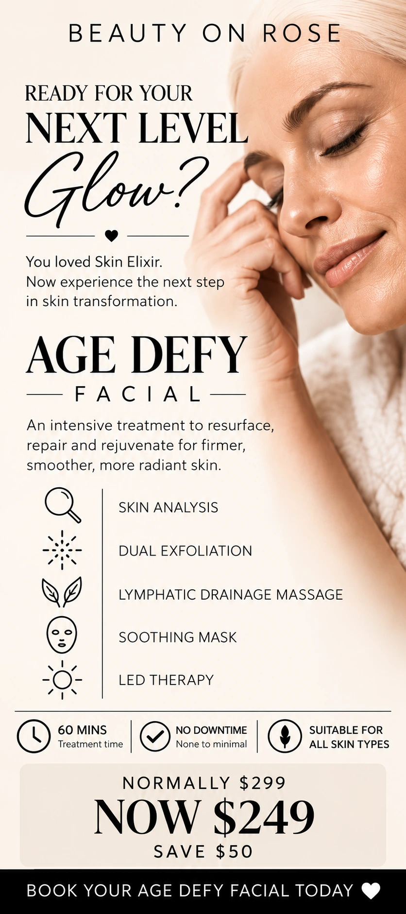 October Age Defy facial promotion at Beauty On Rose